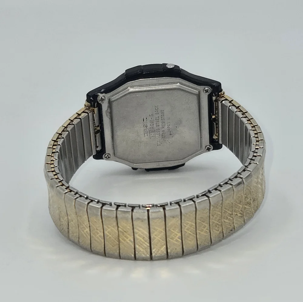 Casio Quartz‎ Analog Digital Watch Black Gold Parts Only Repair Vintage